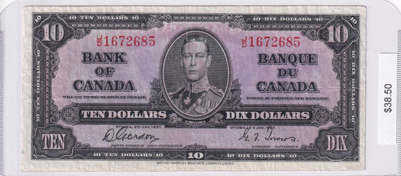 1937 - Canada - 10 Dollars - Gordon / Towers - J/D 1672685