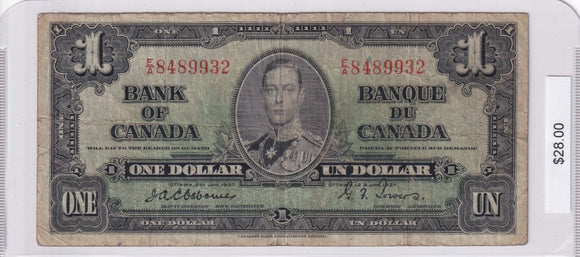 1937 - Canada - 1 Dollar - Osborne / Towers - E/A 8489932