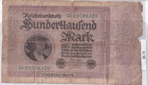 1923 - Germany - 100000 Mark - Q 05798329
