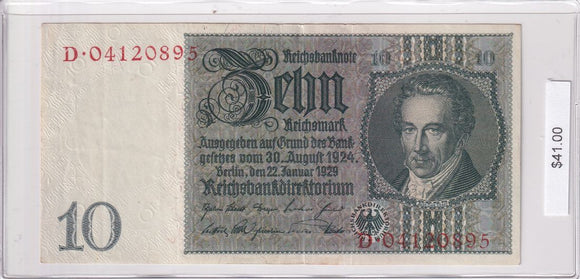 1929 - Germany - 10 Reichsmark - D 04120895