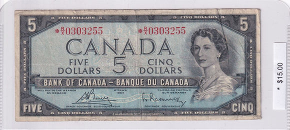 1954 - Canada - 5 Dollars - Bouey / Rasminsky - * R/X 0303255