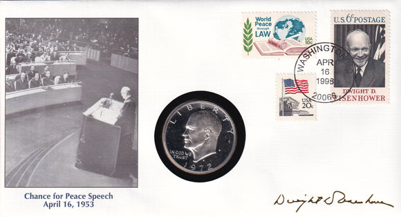 1972 - USA - $1 - S - Eisenhower - Coin with postage stamps