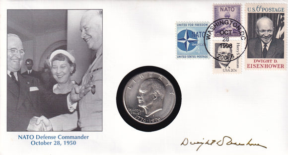 1976 - USA - $1 - S - Eisenhower - Coin with postage stamps