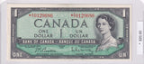 1954 - Canada - 1 Dollar - Beattie / Rasminsky - * A/Y 0129686