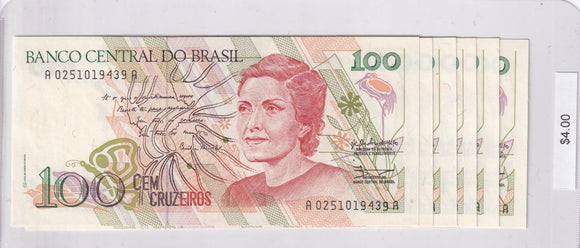 1992 - Brazil - 100 Cruzeiros - 6x Sequence - A 0251019444 A