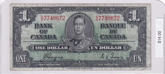 1937 - Canada - 1 Dollar - Coyne / Towers - A/N 7740672