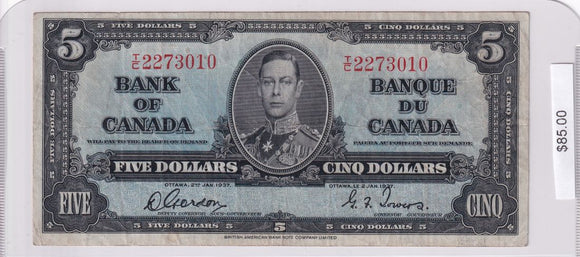 1937 - Canada - 5 Dollars - Gordon / Towers - T/C 2273010