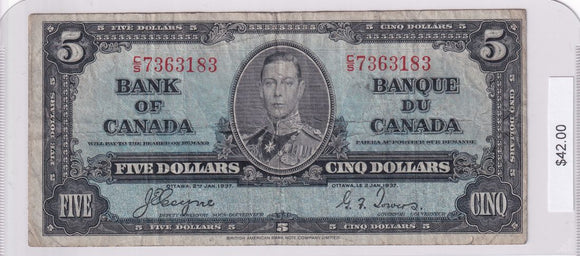 1937 - Canada - 5 Dollars - Coyne / Towers - C/S 7363183