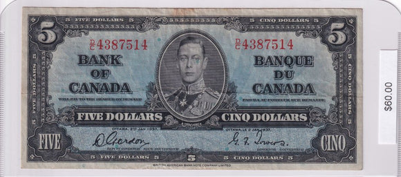 1937 - Canada - 5 Dollars - Gordon / Towers - D/C 4387514
