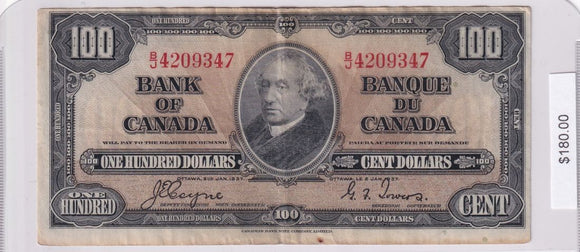 1937 - Canada - 100 Dollars - Coyne / Towers - B/J 4209347
