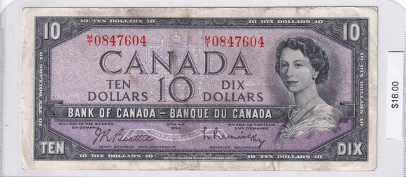 1954 - Canada - 10 Dollars - Beattie / Rasminsky - M/T 0847604