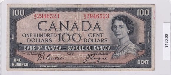 1954 - Canada - 100 Dollars - Beattie / Coyne - A/J 2946523