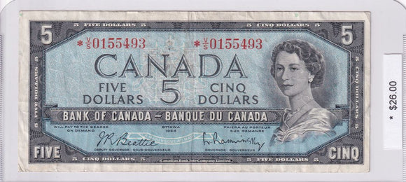 1954 - Canada - 5 Dollars - Beattie / Rasminsky - *V/S 0155493