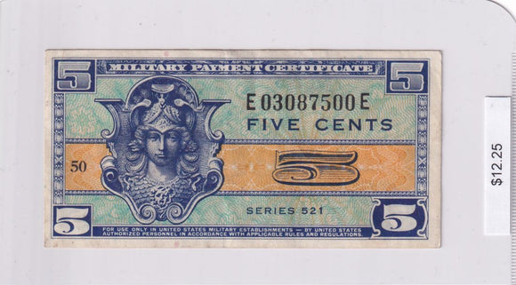1954 - USA - 5c - Military Payment Certificate - E 03087500 E