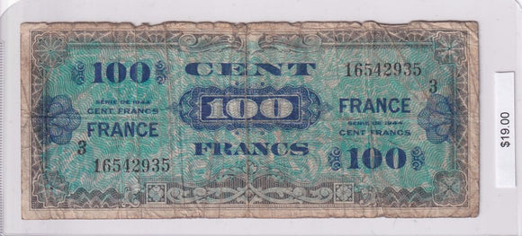 1944 - France - Allied Military Currency - 100 Francs - 16542935