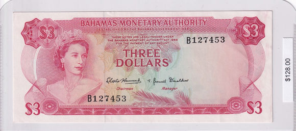 1968 - Bahamas - 3 Dollars - B 127453