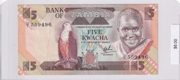 1986 - Zambia - 5 Kwacha - 27/C 559496