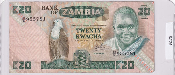 1986 - Zambia - 20 Kwacha - 30/E 955781