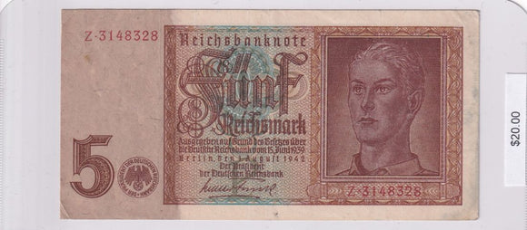 1942 - Germany - 5 Reichsmark - Z 3148328