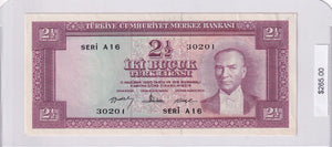 1960 - Turkey - 2 1/2 Lira - Seri A 16 30201