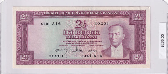 1960 - Turkey - 2 1/2 Lira - Seri A 16 30201