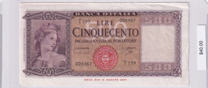 1947 - Italy - 500 Lire - T 199 006467