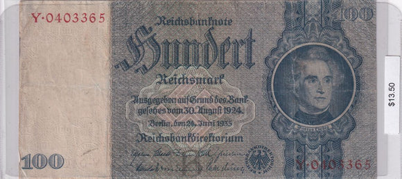 1935 - Germany - 100 Reichsmark - Y 0403365