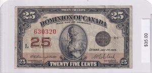 1923 - Canada - 25 Cents - Campbell / Clark - 630320