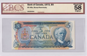 1972 - Canada - 5 Dollars - Bouey / Rasminsky - UNC58 BCS - CB1650994