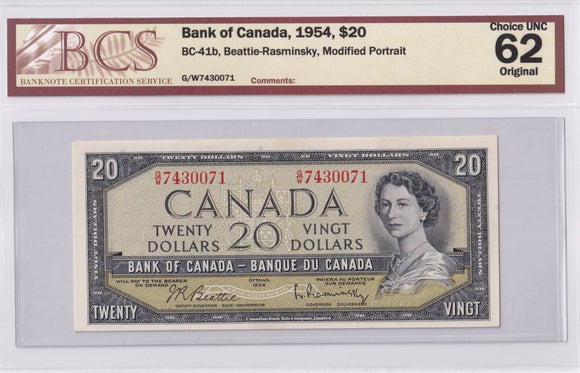 1954 - Canada - 20 Dollars - Beattie / Rasminsky - UNC62 BCS - G/W 7430071