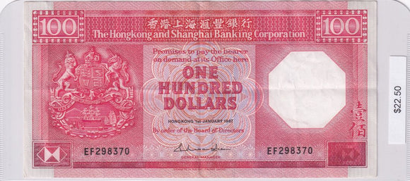 1987 - Hong Kong - 100 Dollars - EF298370