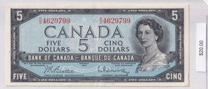 1954 - Canada - 5 Dollars - Beattie / Rasminsky - R/S 4629799