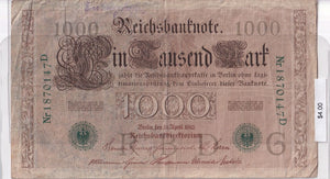 1910 - Germany - 1000 Mark - Nr 1870147 D