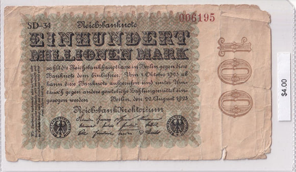 1923 - Germany - 100 Millionen Mark - 006195