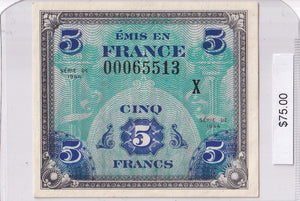 1944 - France - Allied Military Currency - 5 Francs - 0065513