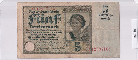 1926 - Germany - 5 Rentenmark - C 12837163