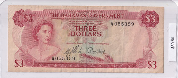 1965 - Bahamas - 3 Dollars - A 055359