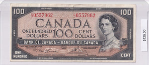 1954 - Canada - 100 Dollars - Lawson / Bouey - C/J 0557962