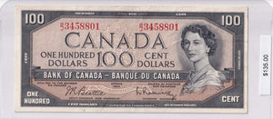 1954 - Canada - 100 Dollars - Beattie / Rasminsky - B/J 3458801