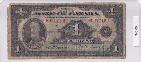 1935 - Bank of Canada - 1 Dollar - Osborne / Towers - B0217160