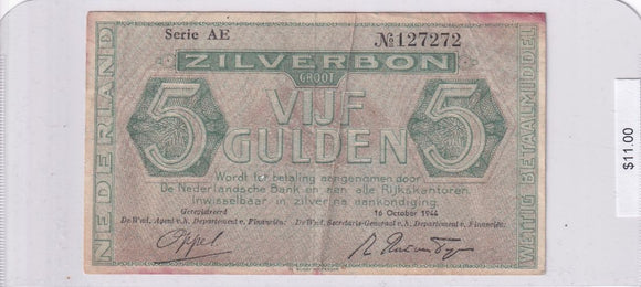 1944 - Netherlands - 5 Gulden - Serie AE 127272