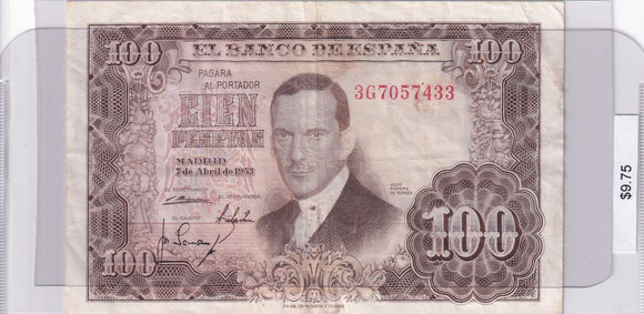 1953 - Spain - 100 Pesetas - 3G 7057433