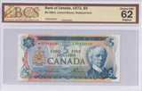 1972 - 5 Dollars - Lawson / Bouey - Replacement - CH UNC 62 BCS - * SP2162151