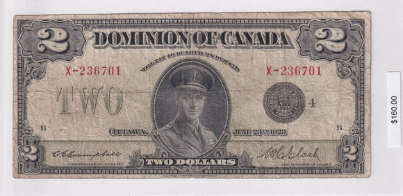 1923 - Dominion of Canada - 2 Dollars - Campbell / Clark - X-236701