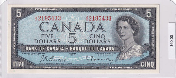 1954 - Canada - 5 Dollars -  Beattie / Rasminsky - J/X 2195433