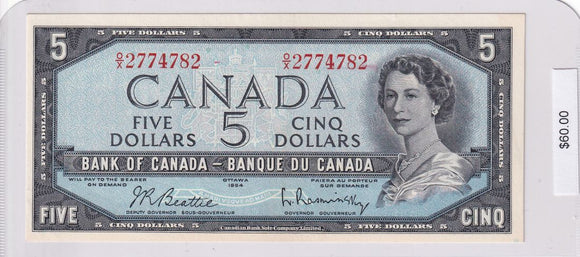 1954 - Canada - 5 Dollars -  Beattie / Rasminsky - O/X 2774782