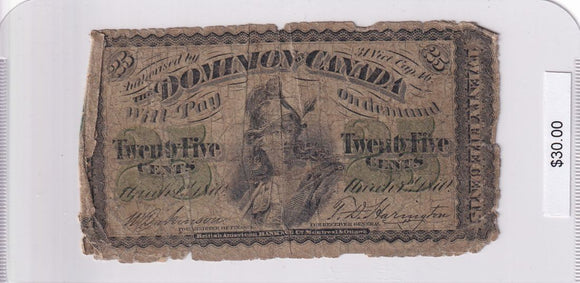 1870 - Canada - 25 Cents - Dickinson / Harrington