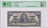 1937 - Canada - 20 Dollars - Coyne / Towers - AU50 CCC - J/E 3004272