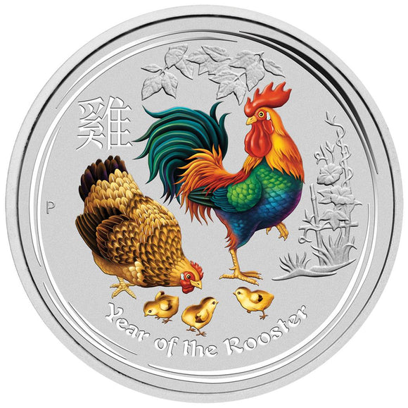 1/2 oz - 2017 - Year of the Rooster - Coloured - Fine Silver