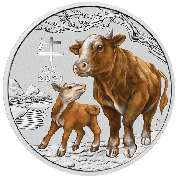 1/2 oz - 2021 - Year of the Ox - Coloured - Fine Silver
